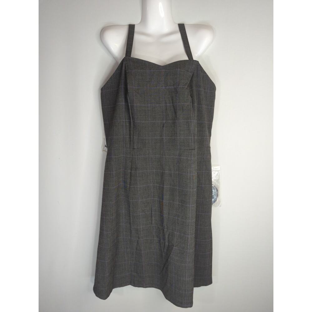 Lane Bryant Womens Plaid Belted Mini Dressโ Gray Size 14 NWT Preppy Academia